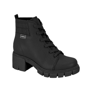 Bota Coturno Feminino Salto Baixo Moleca 5338.103 - Preto / Preto / Preto