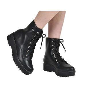 Bota Coturno Flatform Feminina Via Marte 004-001 - Preto