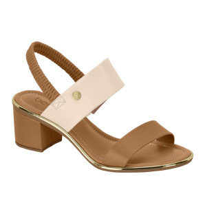 Sandália Feminina Salto Baixo Beira Rio 8379.221 - Creme / Camel