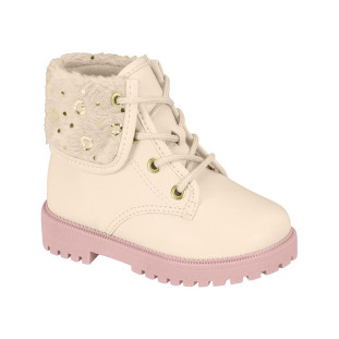 Bota Baby Molekinha 2126.520 - Branco Off / Creme / Dourado