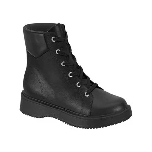 Bota Coturno Flatform Feminina Salto Baixo Moleca 5330.104 - Preto